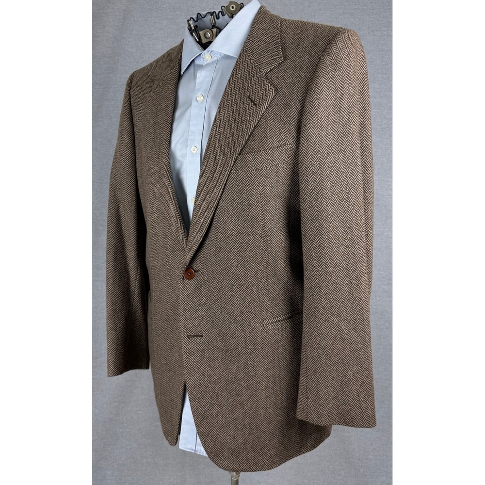 Bemporad Firenze Vintage Cashmere Wool Herringbone Blazer Brown Made in Italy 50